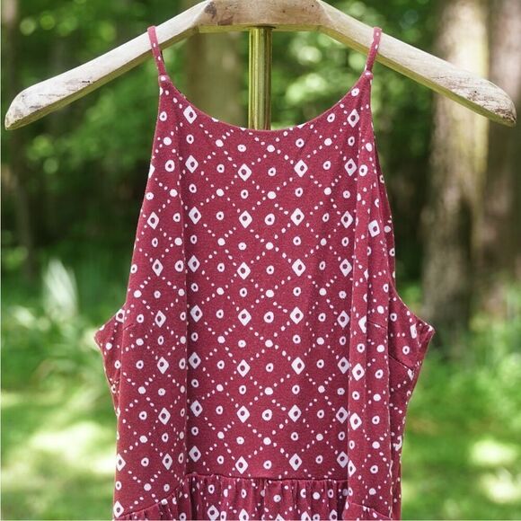 LOFT Burgundy White Casual Long Maxi Dress - Picture 4 of 9